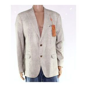 TALLIA ORANGE Mens Beige Single Breasted, Stretch Blazer Jacket M
